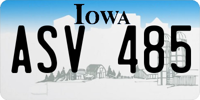 IA license plate ASV485