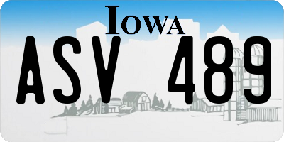 IA license plate ASV489