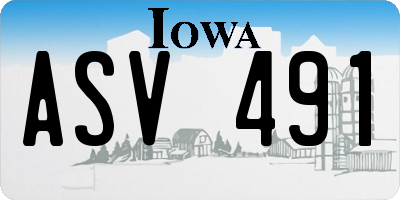 IA license plate ASV491