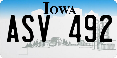 IA license plate ASV492