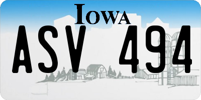 IA license plate ASV494