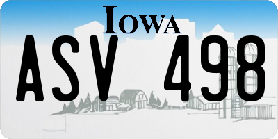 IA license plate ASV498
