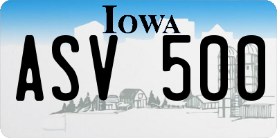 IA license plate ASV500