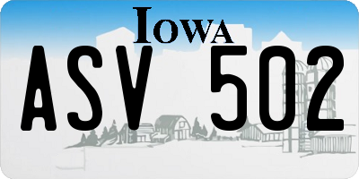 IA license plate ASV502