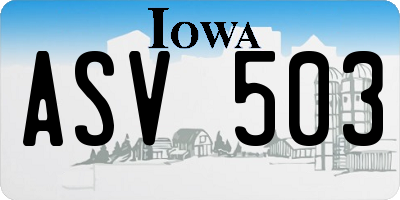 IA license plate ASV503
