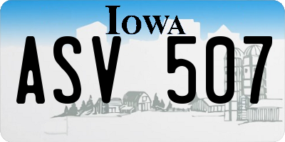 IA license plate ASV507