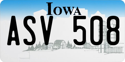 IA license plate ASV508