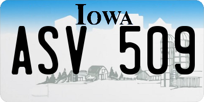 IA license plate ASV509
