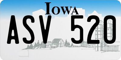 IA license plate ASV520
