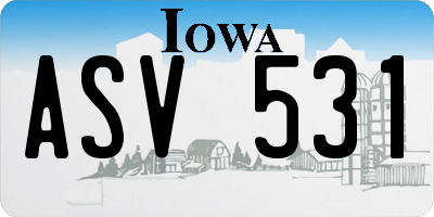 IA license plate ASV531