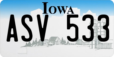 IA license plate ASV533