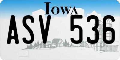 IA license plate ASV536