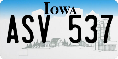 IA license plate ASV537