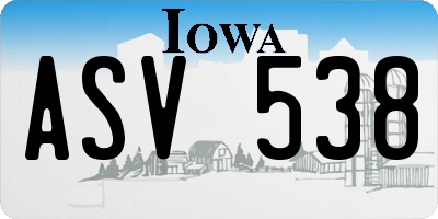 IA license plate ASV538