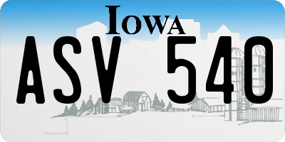 IA license plate ASV540