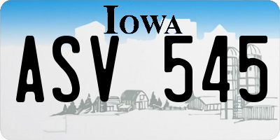 IA license plate ASV545
