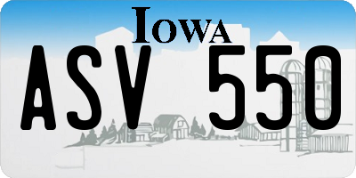 IA license plate ASV550