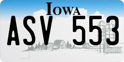 IA license plate ASV553