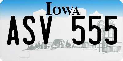 IA license plate ASV555