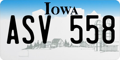 IA license plate ASV558