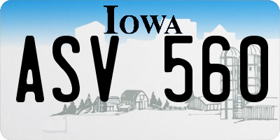 IA license plate ASV560