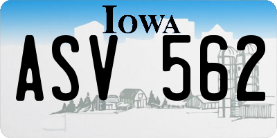 IA license plate ASV562