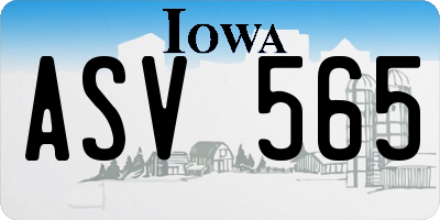IA license plate ASV565