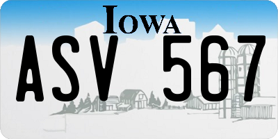 IA license plate ASV567