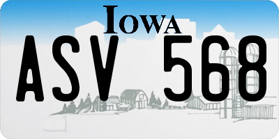 IA license plate ASV568