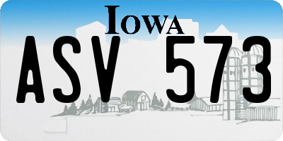IA license plate ASV573
