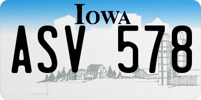 IA license plate ASV578