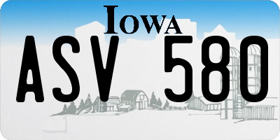 IA license plate ASV580