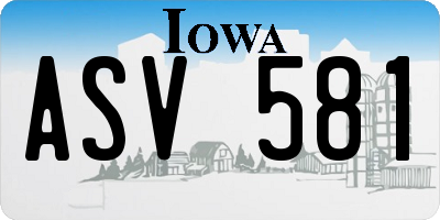 IA license plate ASV581