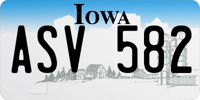 IA license plate ASV582