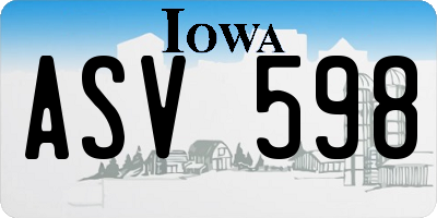 IA license plate ASV598