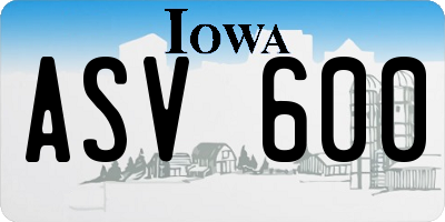 IA license plate ASV600