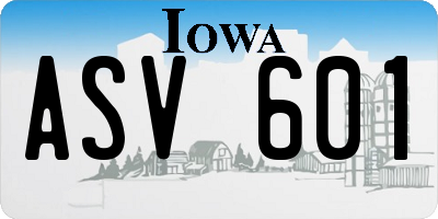 IA license plate ASV601