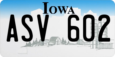 IA license plate ASV602