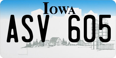 IA license plate ASV605