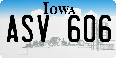 IA license plate ASV606