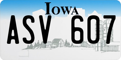 IA license plate ASV607