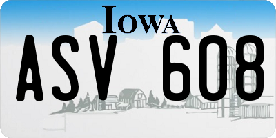 IA license plate ASV608