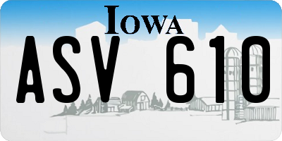 IA license plate ASV610