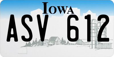 IA license plate ASV612