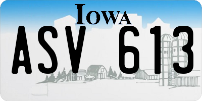 IA license plate ASV613