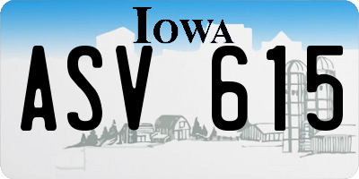 IA license plate ASV615