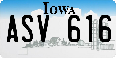 IA license plate ASV616
