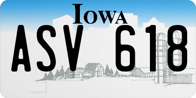 IA license plate ASV618