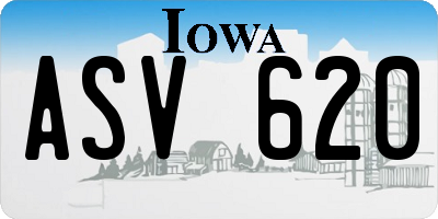 IA license plate ASV620