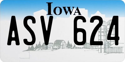 IA license plate ASV624